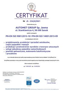 2021 Integrated Management System Certificate